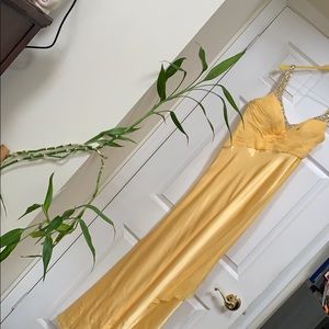 Canary yellow pure silk gown